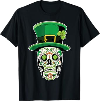 Sugar Skull Saint Patricks Tee Day of Dead T-Shirt