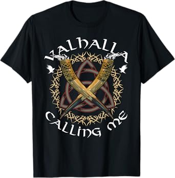 Norse Mythology Odin's Horns Valhalla Calling Me Viking T-Shirt
