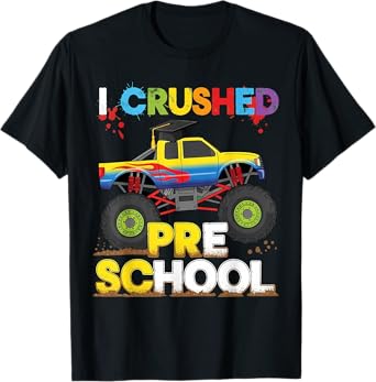 I Crushed Preschool Monster Truck Graduation Cap Boys T-Shirt