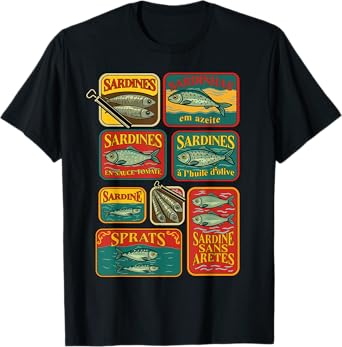Vintage Sardines Tinned Fish Retro Canned Sardine Summer T-Shirt