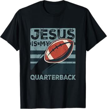 Jesus Is My Quarterback Christian Football Ball Sport Player T-Shirt