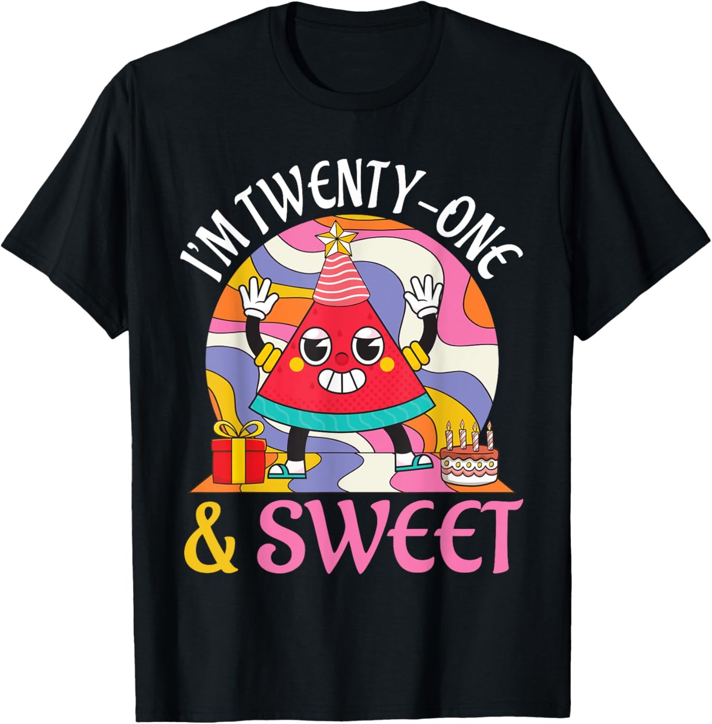 Cute Watermelon Character I'm 21 Years Old & Sweet Birthday T-shirt