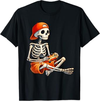 Funny Skeleton Video Game Halloween Gaming Gamer Boys Men T-Shirt