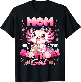 Mom And Dad Of The Birthday Axolotl Family Matching Party T-Shirt