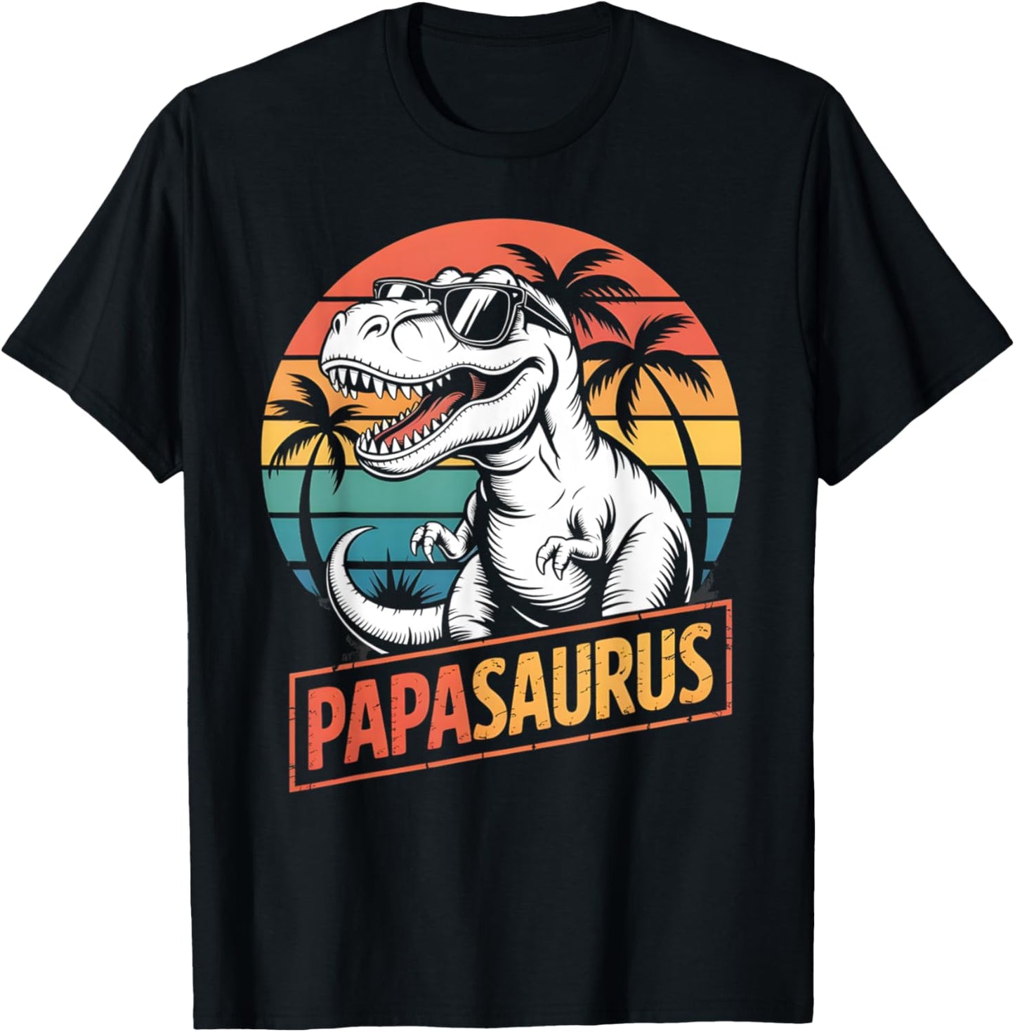 Papasaurus T Rex Dinosaur Papa Saurus Fathers Day Vintage T-Shirt