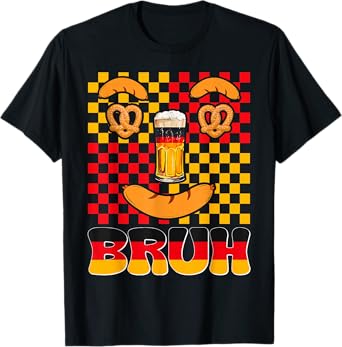 Bruh Beer Pretzel Sausage Smile Face German Flag Oktoberfest T-Shirt