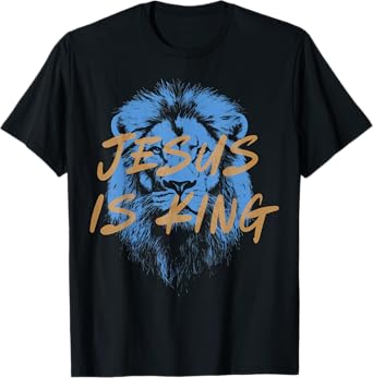Jesus is King Christian Lion Bible Scripture Faith Religious T-Shirt