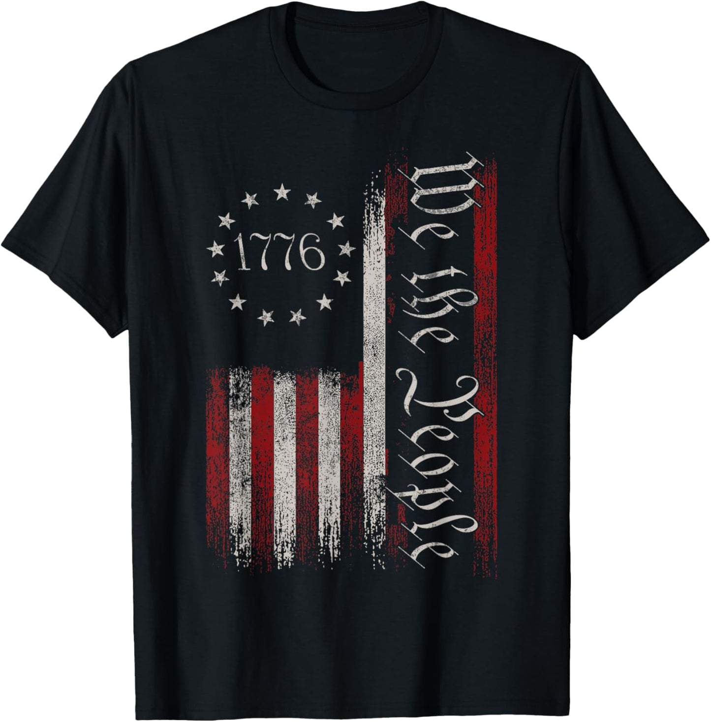 Vintage Old American Flag Patriotic 1776 We The People USA T-Shirt