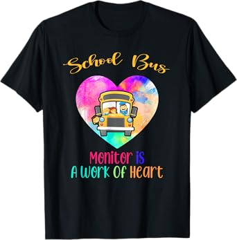 School Bus Monitor It's A Work Of Heart Watercolor T-Shirt