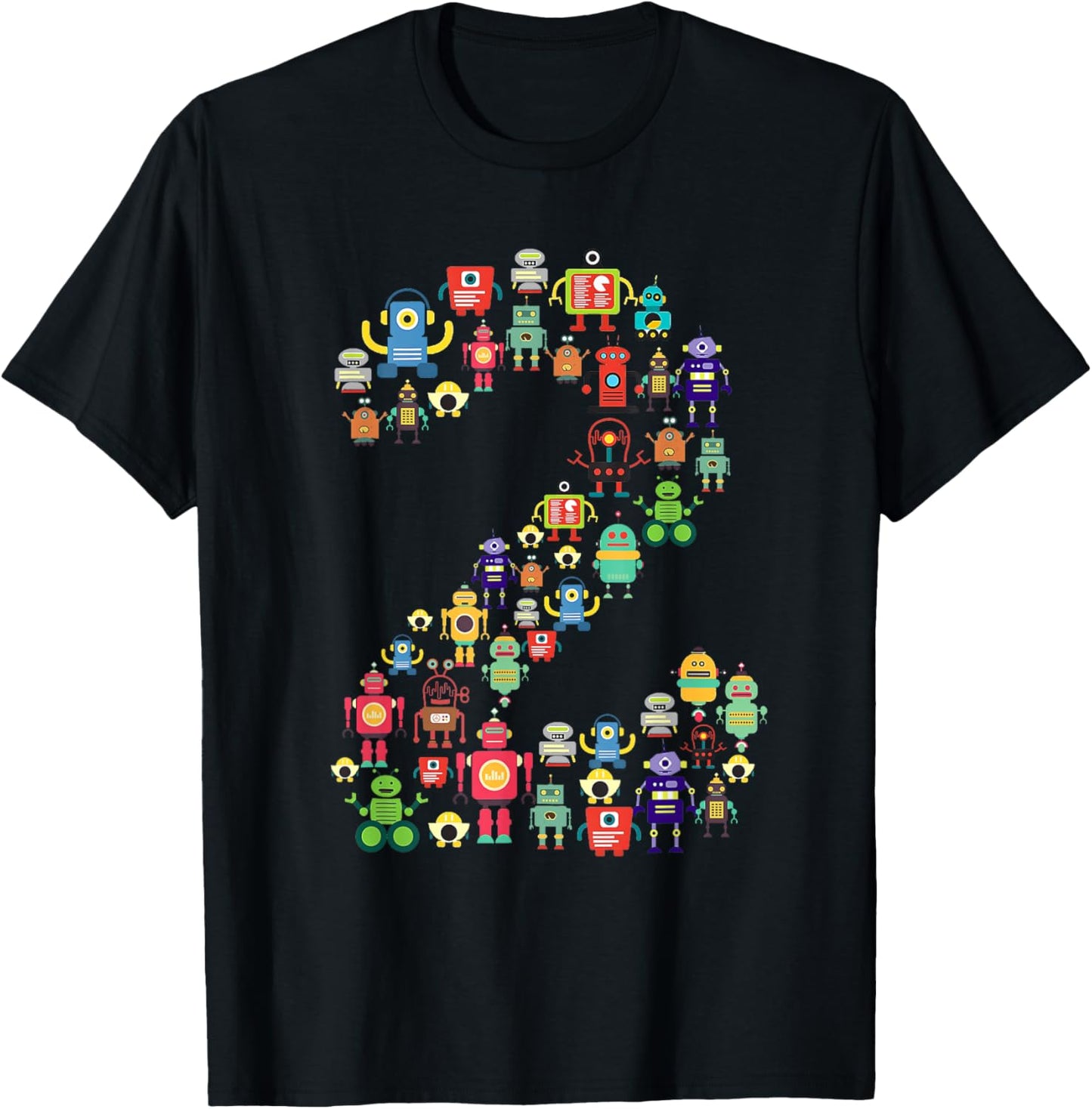 Robots 2nd Birthday Party 2 Year Old Bday Robotic Kids Boy T-Shirt