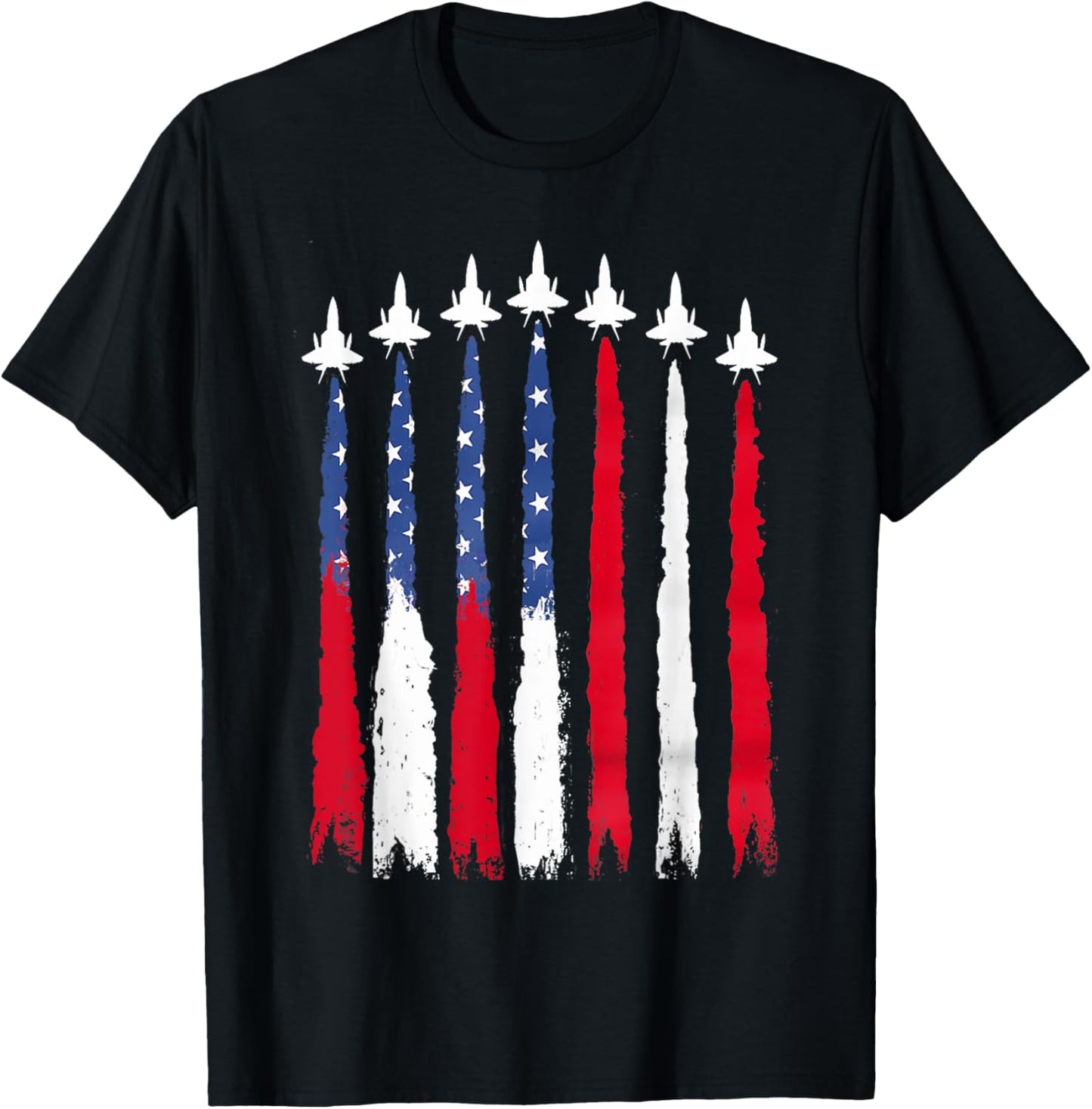 Patriotic Red White Blue Usa Flag Fighter Jets 4th Of July T-shirt