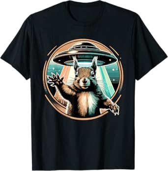 Squirrel Selfie with UFOs Shirt Funny Squirrel Shirt Squirel T-Shirt