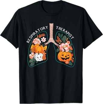 Respiratory Therapist RT Lung Floral Pumpkin Halloween T-Shirt