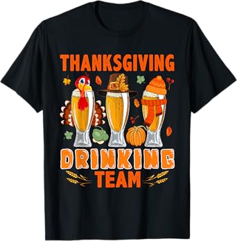 Thanksgiving Drinking Team Three Glasses of Beer Turkey T-Shirt