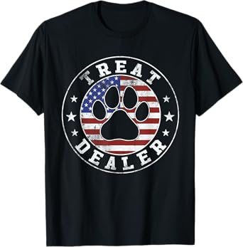 Dog Treat Dealer Dog Lover US American Flag Men Women T-Shirt