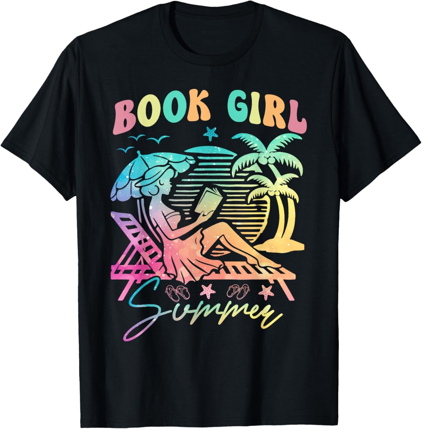 Groovy Book Girl Summer Books Reading Bookish Beach Tie Dye T-Shirt
