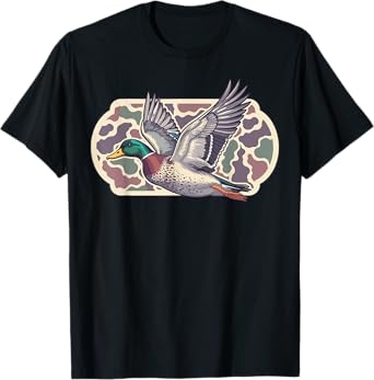 Camo Patriotic Mallard Duck Camouflage Flying Duck Hunting T-Shirt