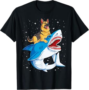 German Shepherd Shark T shirt Kids Men Space Galaxy Jawsome T-Shirt