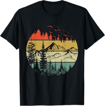 Retro Forest Trees Outdoors Nature Women Men Vintage Graphic T-Shirt