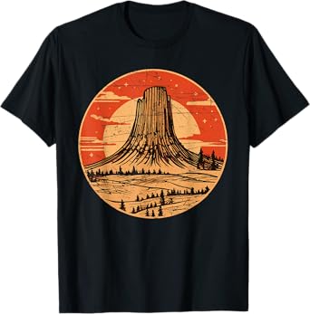 Devils Tower National Monument Wyoming Vintage Retro Travel T-Shirt