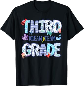 Third Grade Dream Team Back to School Funny Sea Animals T-Shirt