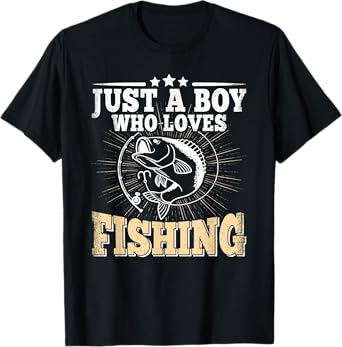 Just A Boy Who Loves Fishing Funny Bass Fish Fisherman T-Shirt