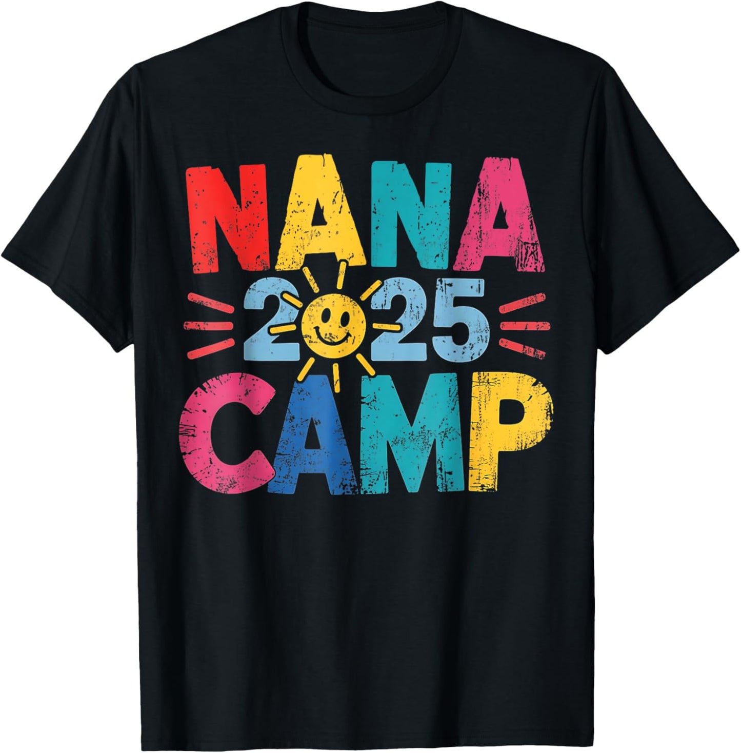 Nana Camp 2025 Family Vacation Summer Camping Crew Kids T-Shirt