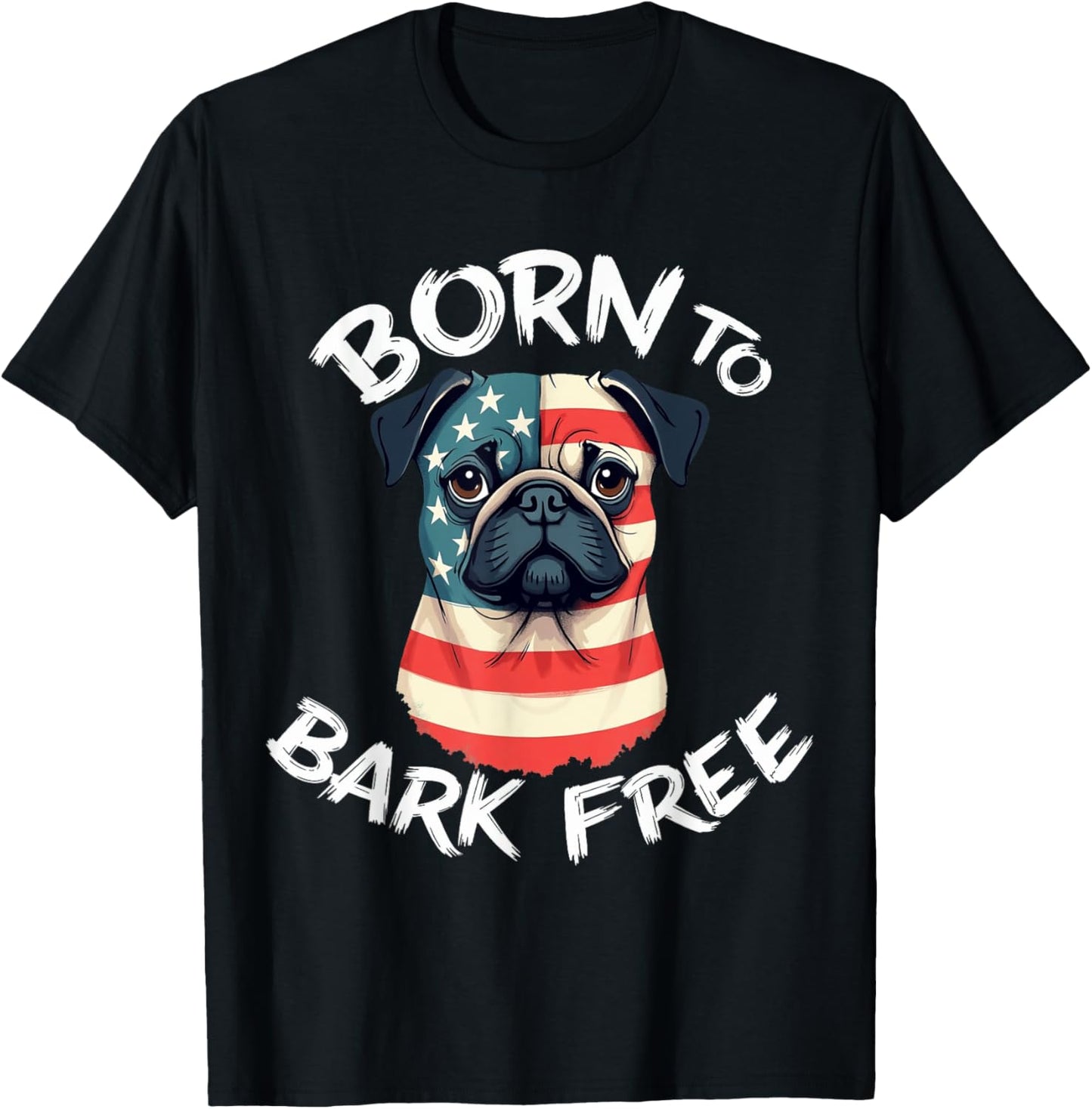 Funny Pug Dog Vintage Pug American Flag T-Shirt