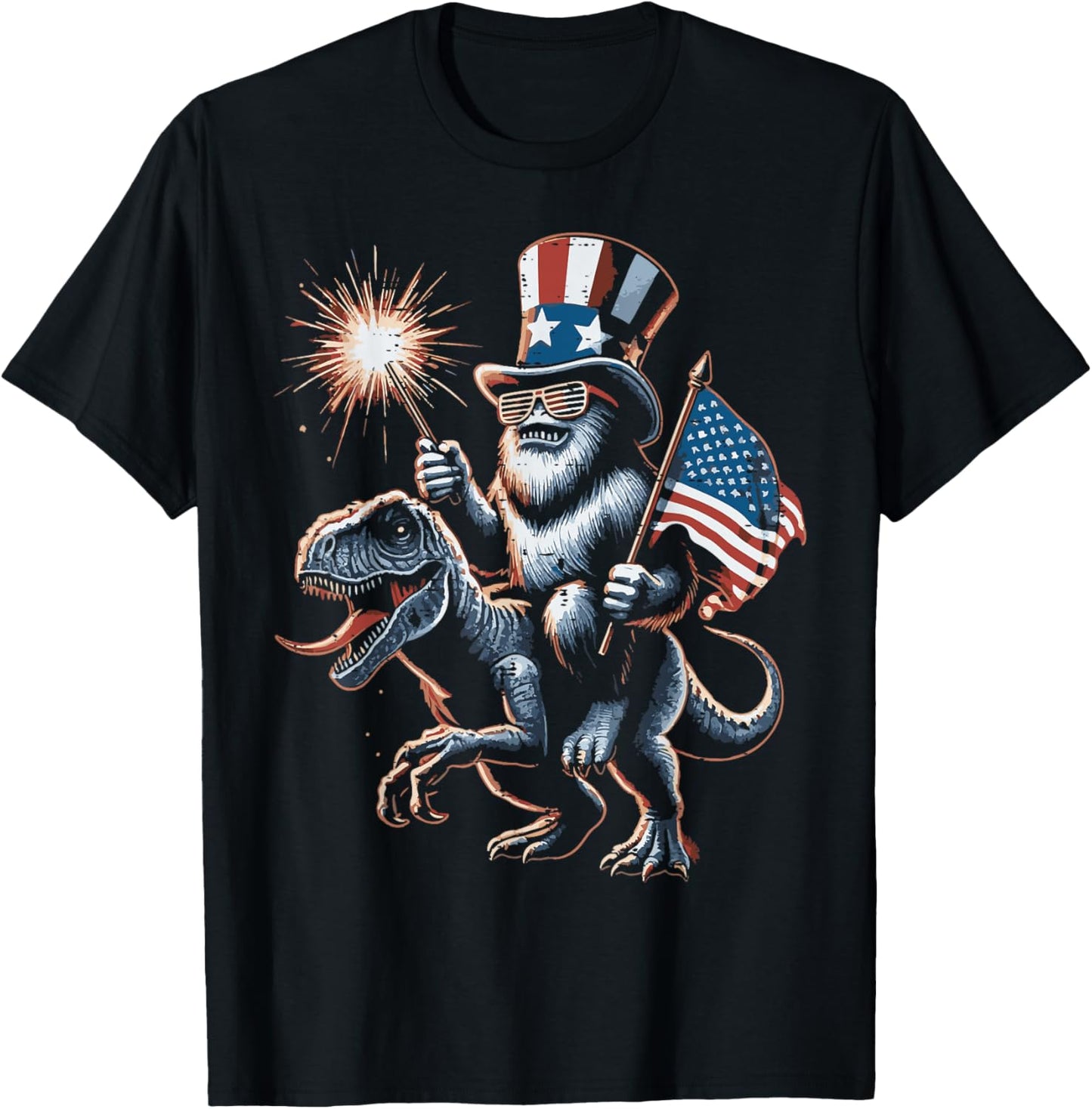 4th Of July Bigfoot Dino Trex American Boys Kids Youth T-Shirt