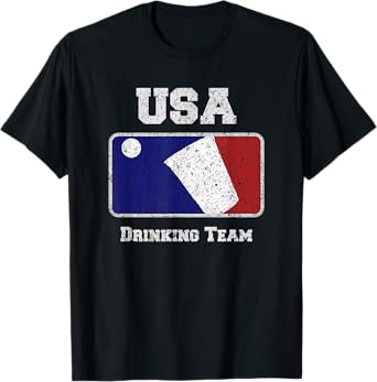 USA Drinking Team Party Beer Pong Game Distressed Retro T-Shirt