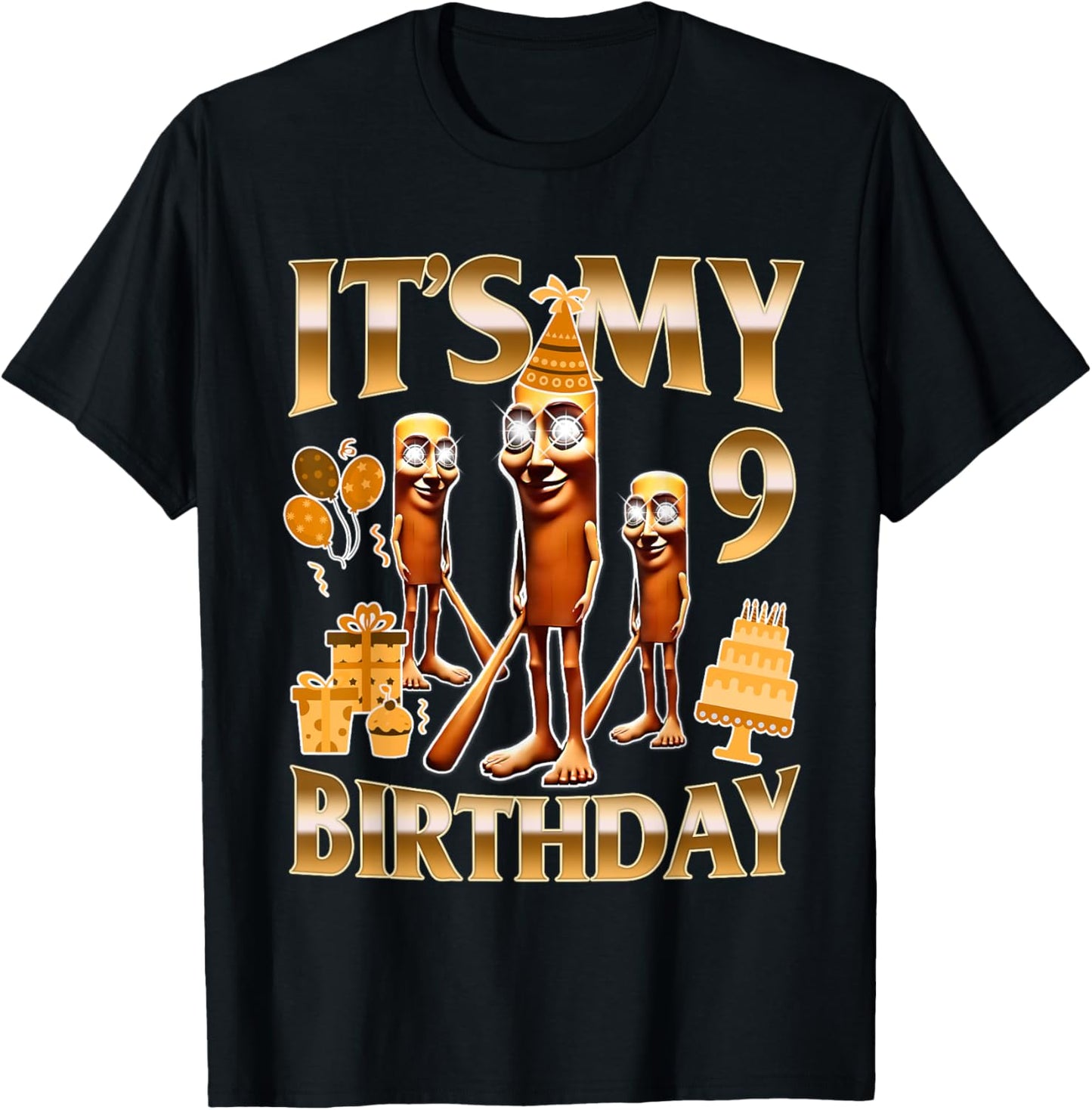 It's My 9th Birthday Ballerina Tung Tung Tung Sahur Meme T-Shirt
