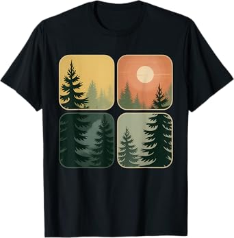 Retro Forest Trees Wildlife Nature Vintage Forest T-Shirt