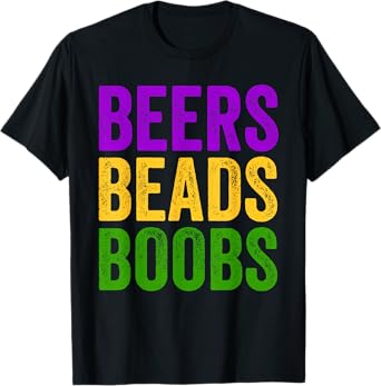 Funny Mardi Gras Beers Beads Boobs Tee New Orleans Gift T-Shirt