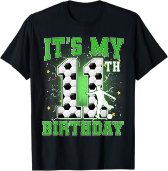 Its My 11th Birthday Boy Soccer 11 Years Old Party Matching T-Shirt