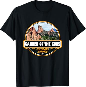 Garden of the Gods Colorado Springs Travel Art Emblem T-Shirt