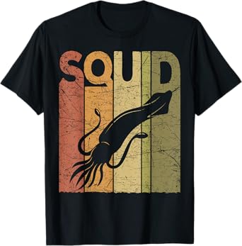 Squid Vintage Squid Fishing Retro Seafood Squid Lover T-Shirt