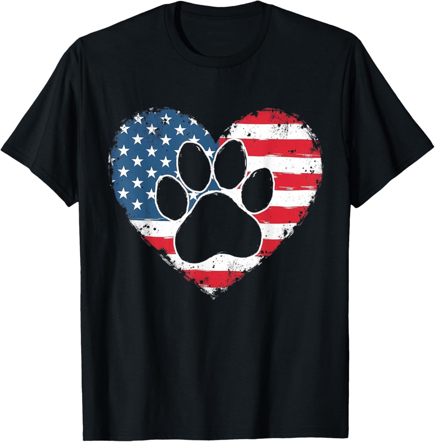 American Flag Patriotic Dog & Cat Paw Print - 4th Of July T-Shirt