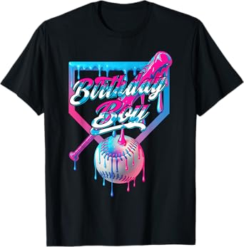 Baseball Ice Cream Drip Birthday Boys Youth Kids Party T-Shirt
