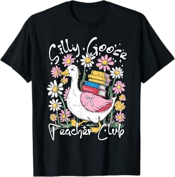 Silly Goose Teacher Club Wildflower First Day Back To School T-Shirt