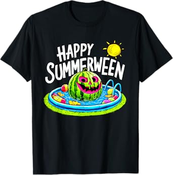 Happy Summerween Summer Watermelon Jack-o-lantern Halloween T-Shirt