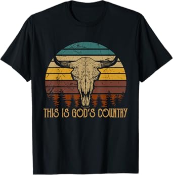This Is God's Music Country Outfit Bull Skulls Western Howdy T-Shirt