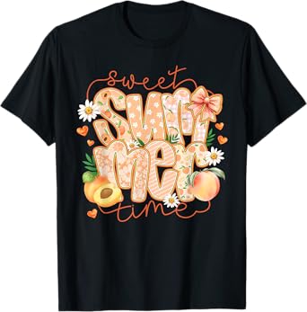 Sweet Summertime Peach Coquette Bow Beach Summer Vacation T-Shirt