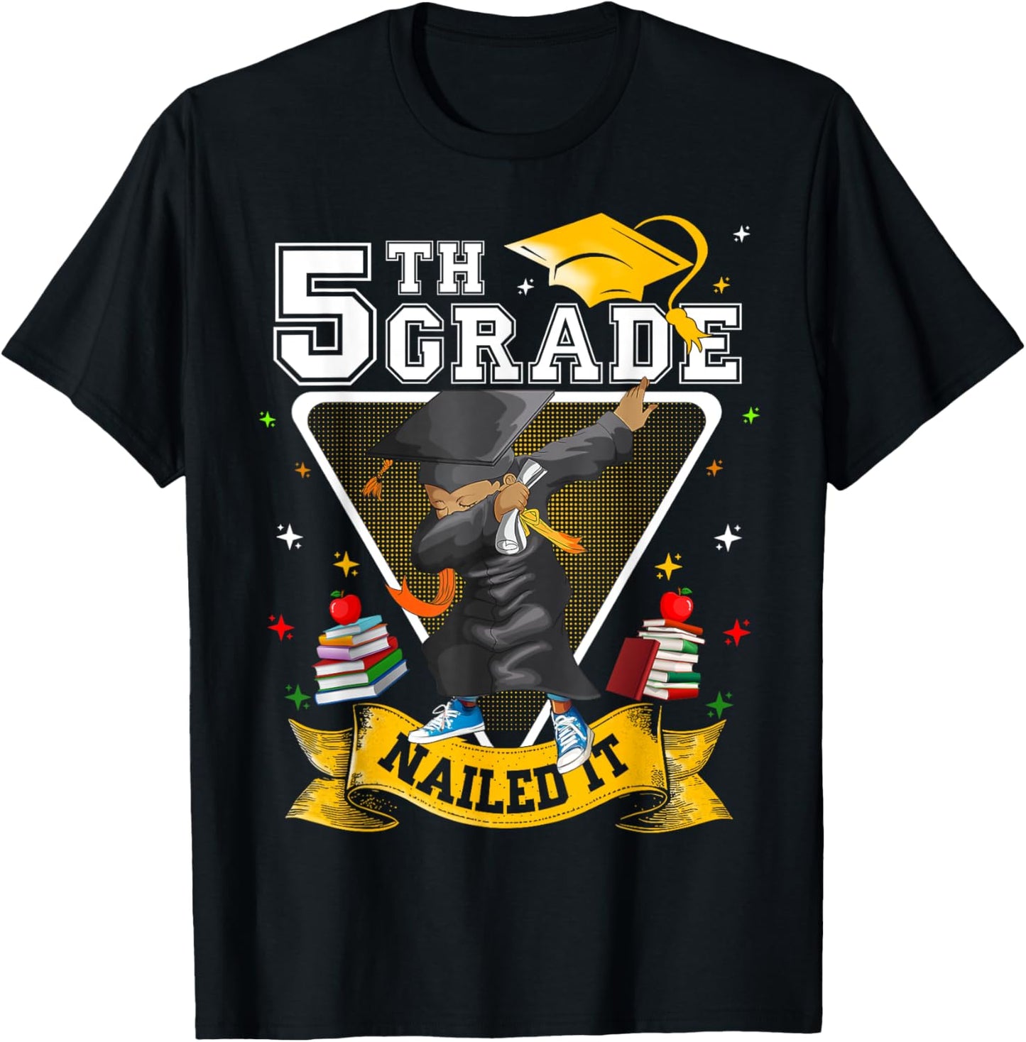 Dabbing Graduation Boy 5th Grade Nailed It Class Of 2025 Celebration T-shirt by TeeBrew