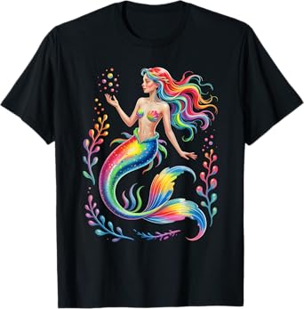 Mermaid Colorful Abstract Painting Art Graphic Motif women T-Shirt