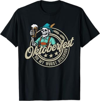 On My Wurst Behavior Oktoberfest Skeleton Drinking Men T-Shirt