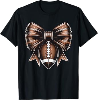 Football Coquette Bow Football T-Shirt