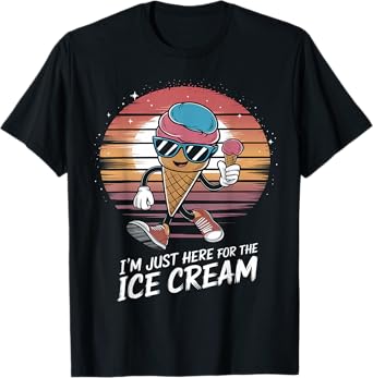 I'm Just Here For The Free Ice Cream Vintage Kids Men T-Shirt