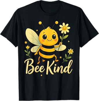 Bee Kind Cute bee with Flower Kindness T-Shirt