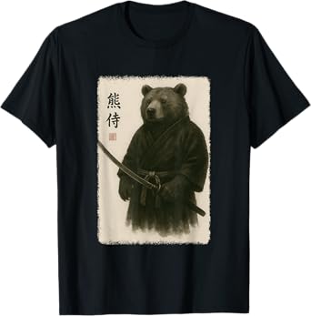 Samurai Bear Funny Vintage Japanese Graphic Art T-Shirt