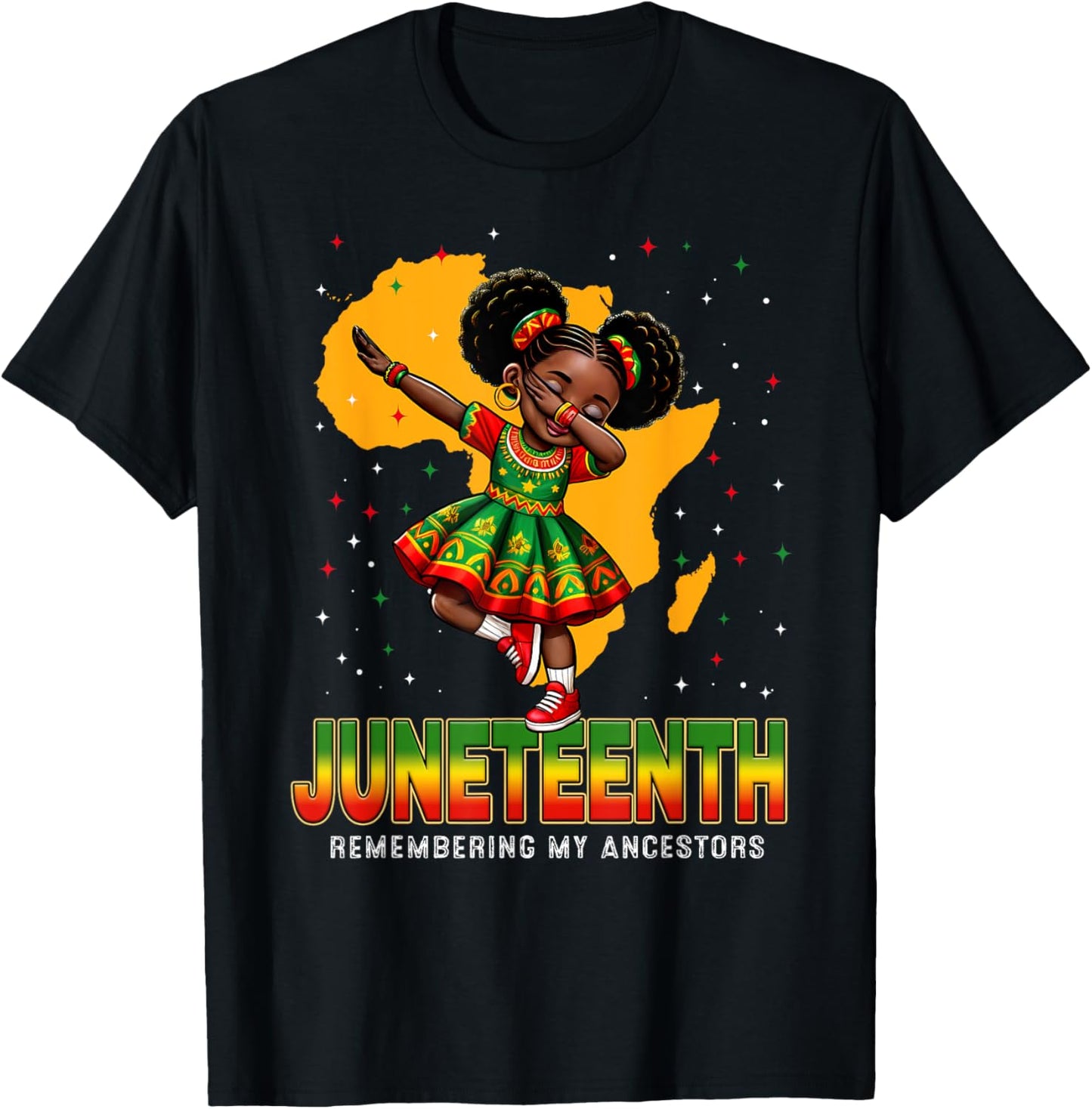 Juneteenth Dabbing Girl Kids Women Black African T-Shirt